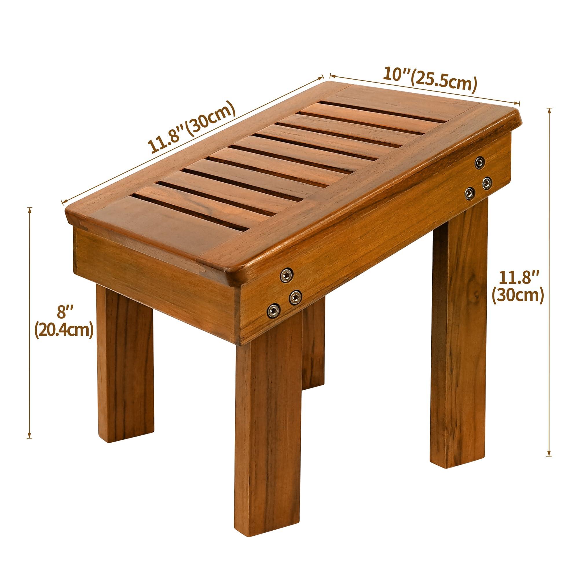 Utoplike Utoplike Teak Shower Stool for Shaving Legs,Bamboo Shower Bench with Storage
