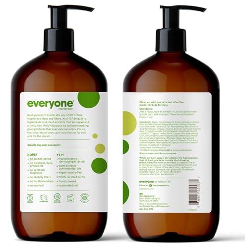 EO Everyone 3-in-1 Kids Soap, Body Wash, Bubble Bath, Shampoo, 32 Ounce (Pack of 4), Tropical Coconut, Coconut Cleanser with Plant Extracts and Pure Essential Oils