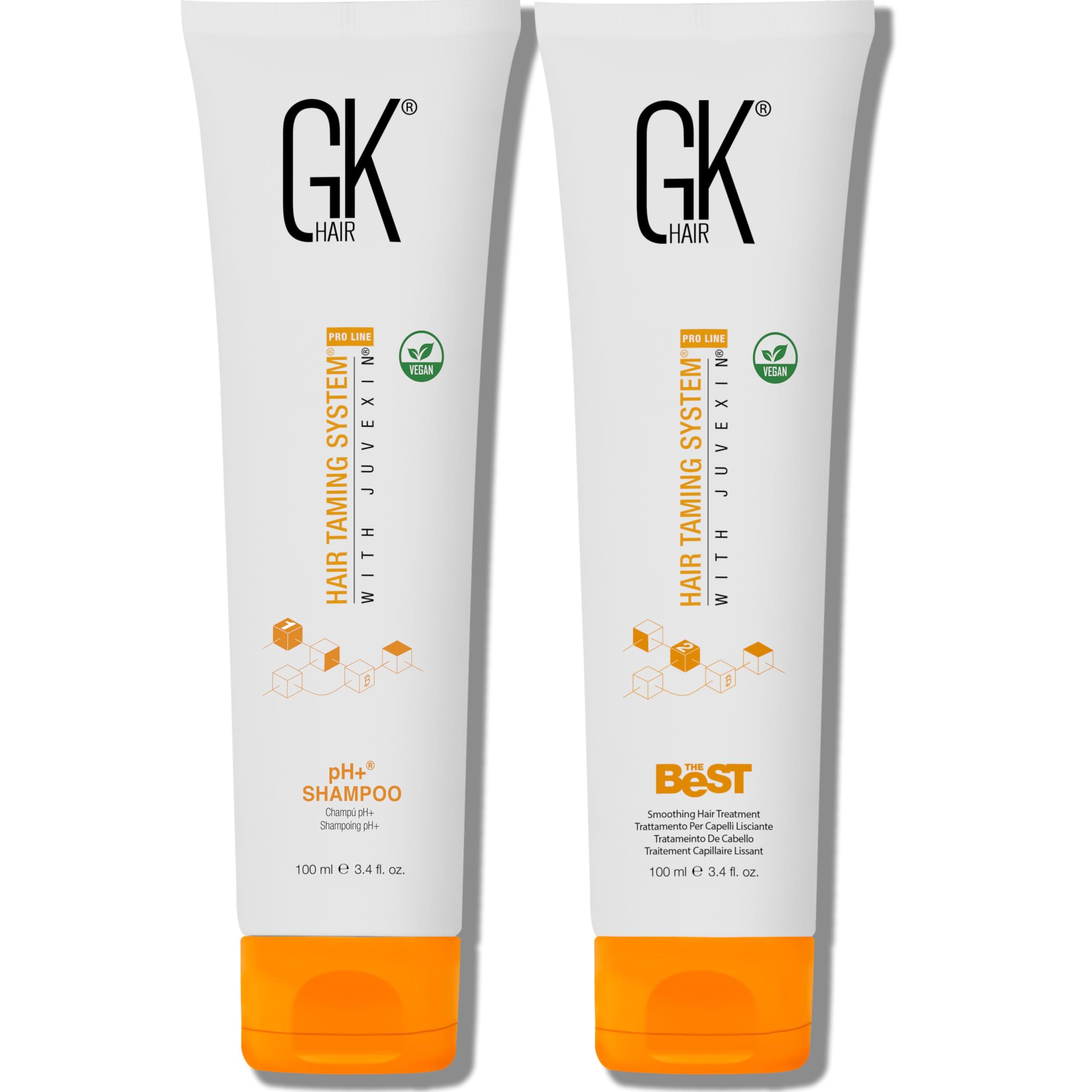 GK HAIR GK HAIR Global Keratin Professional Brazilian Keratin Hair Treatment Kit (100ml/3.4 Fl. Oz.) With PH shampoo- The Best Smoothing & Strengthening to make Hair Healthy - Formaldehyde free, Sulfate-free