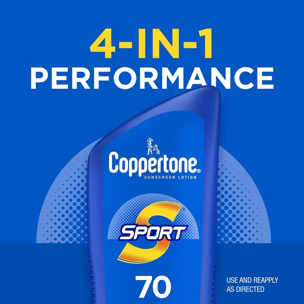 Coppertone Coppertone Sunscreen Sport SPF 70, 4 in 1 Performance, 80 Minute Water Resistant, 7 fl oz (Pack of 3)