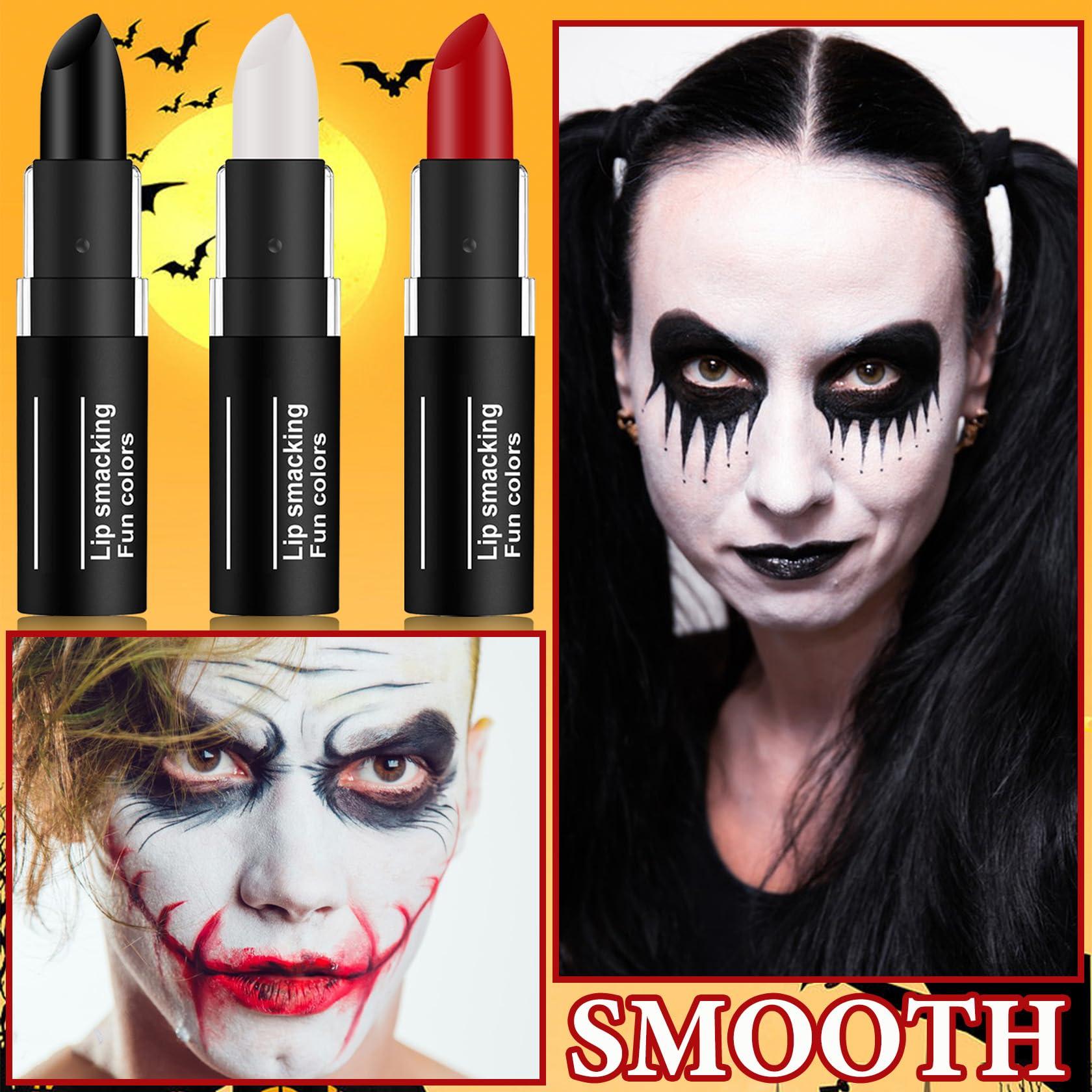 WENJLYJ WENJLYJ 3 PCS Face Body Paint Stick,Sports Eye Black Baseball Stick Professional Eyeblack Face Paint Halloween SFX Goth Makeup for Sports Clown Festival Cosplay CostumeWhite+Black+Red