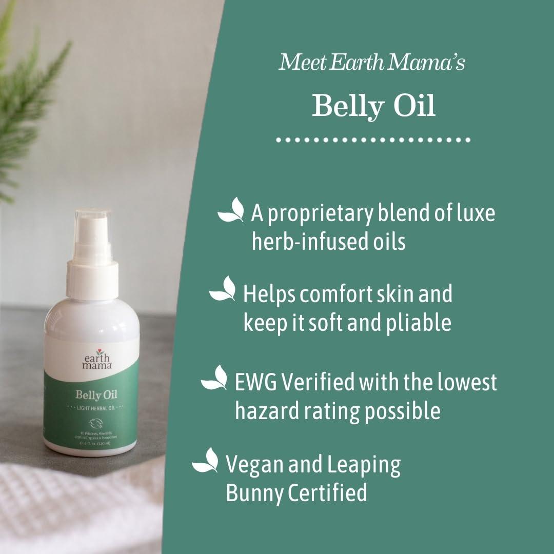Earth Mama Earth Mama Belly Oil for Dry Skin | Calendula Skin Care Moisturizer Oil to Encourage Natural Elasticity and Help Prevent Stretch Marks During Pregnancy and Postpartum, 4-Fluid Ounce (3-Pack)