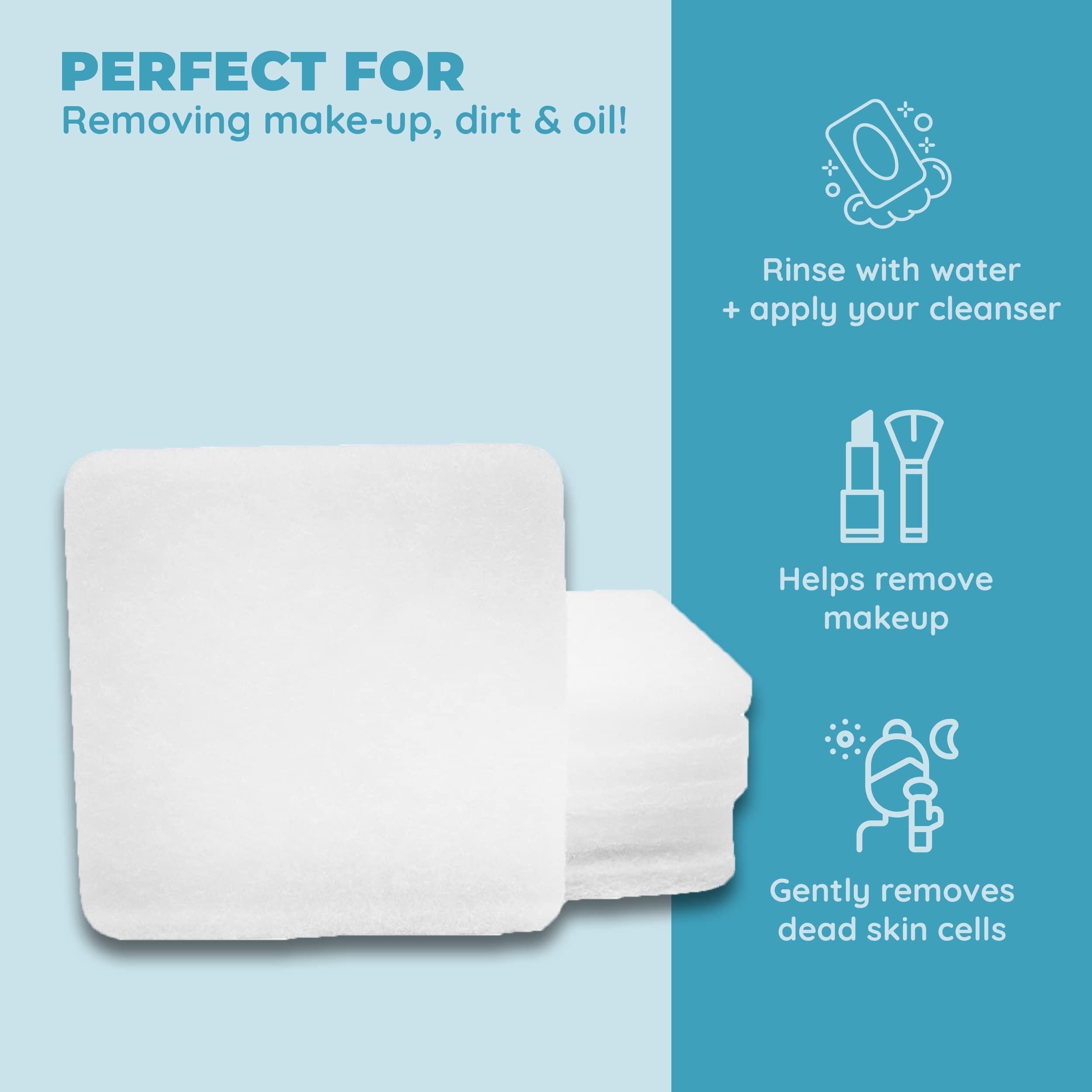 Jacent Mini Facial Exfoliating Pads, 100 Count per Pack: Makeup Remover and Cleanser Sponges for Face, Suitable for All Skin Types