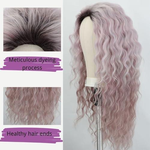 Fencca Fencca Purple Wig Long Curly Wigs for Women Ombre Purple Wavy Curly Synthetic Wig Free Part Natural Looking Wig