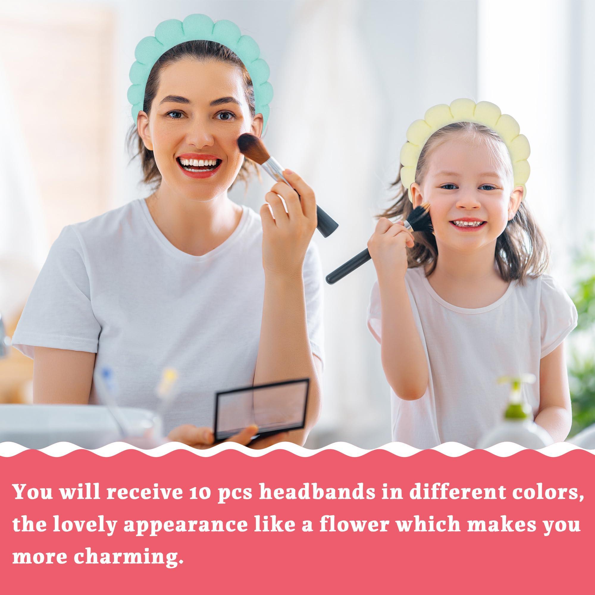 RAISEY RAISEY 10 Pcs Spa Headband Bulk for Women Makeup Sponge Headband Puffy Hair Band for Washing Face Women Girls (Terry Cloth)
