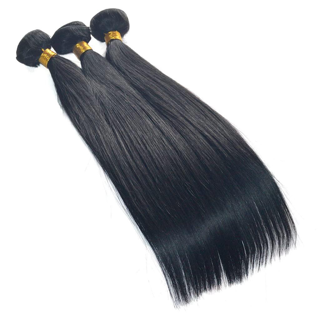 GREEMEO 3 Bundles of Straight Hair Weave in Jet Black (26 26 26 Inches)