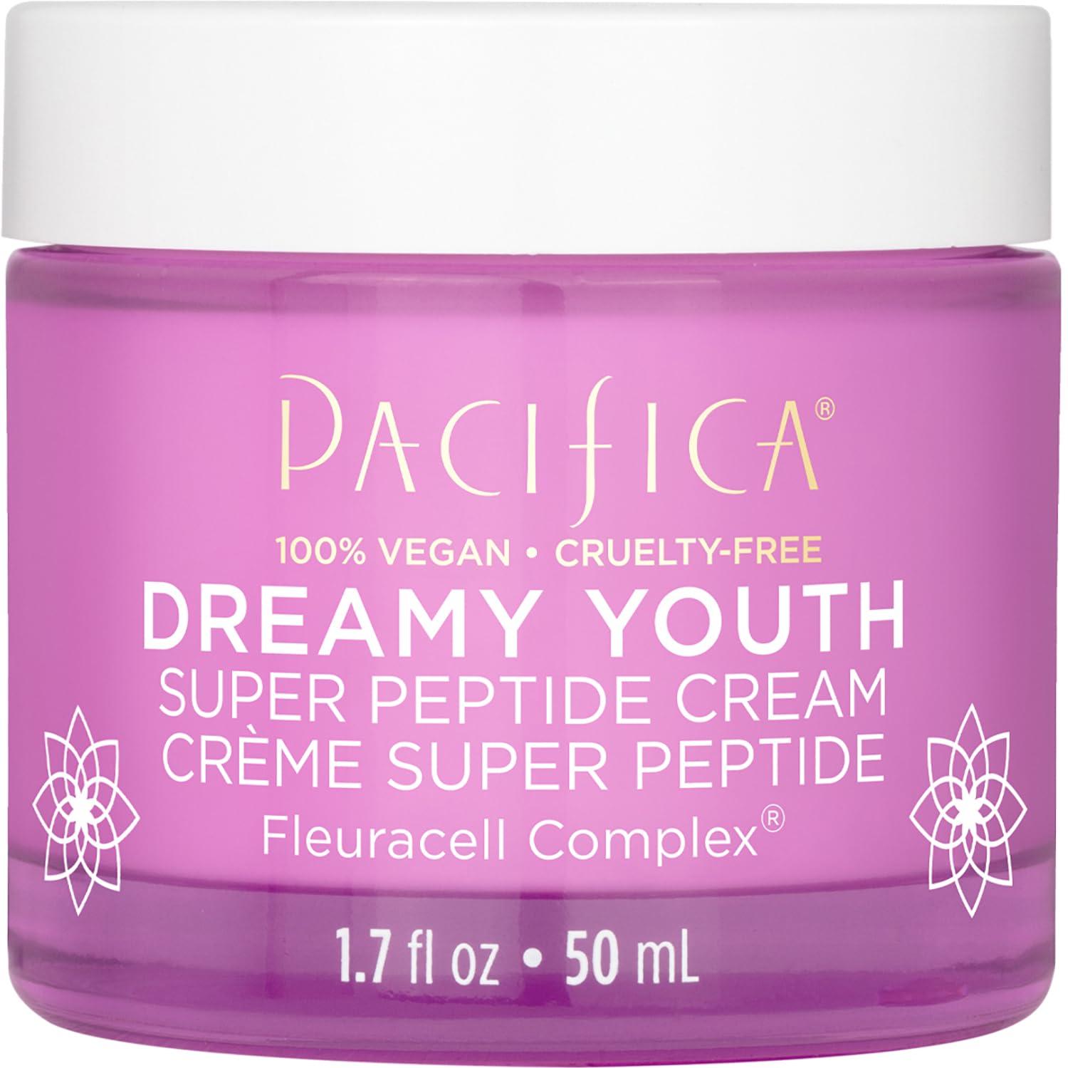Pacifica Pacifica Dreamy Youth Super Peptide Cream Daily Anti-Aging Moisturizer with Concentrated Peptides & Floral Stem Cells, Hydrating Face Cream for Fine Lines & Wrinkles, Rejuvenates & Restores, Vegan