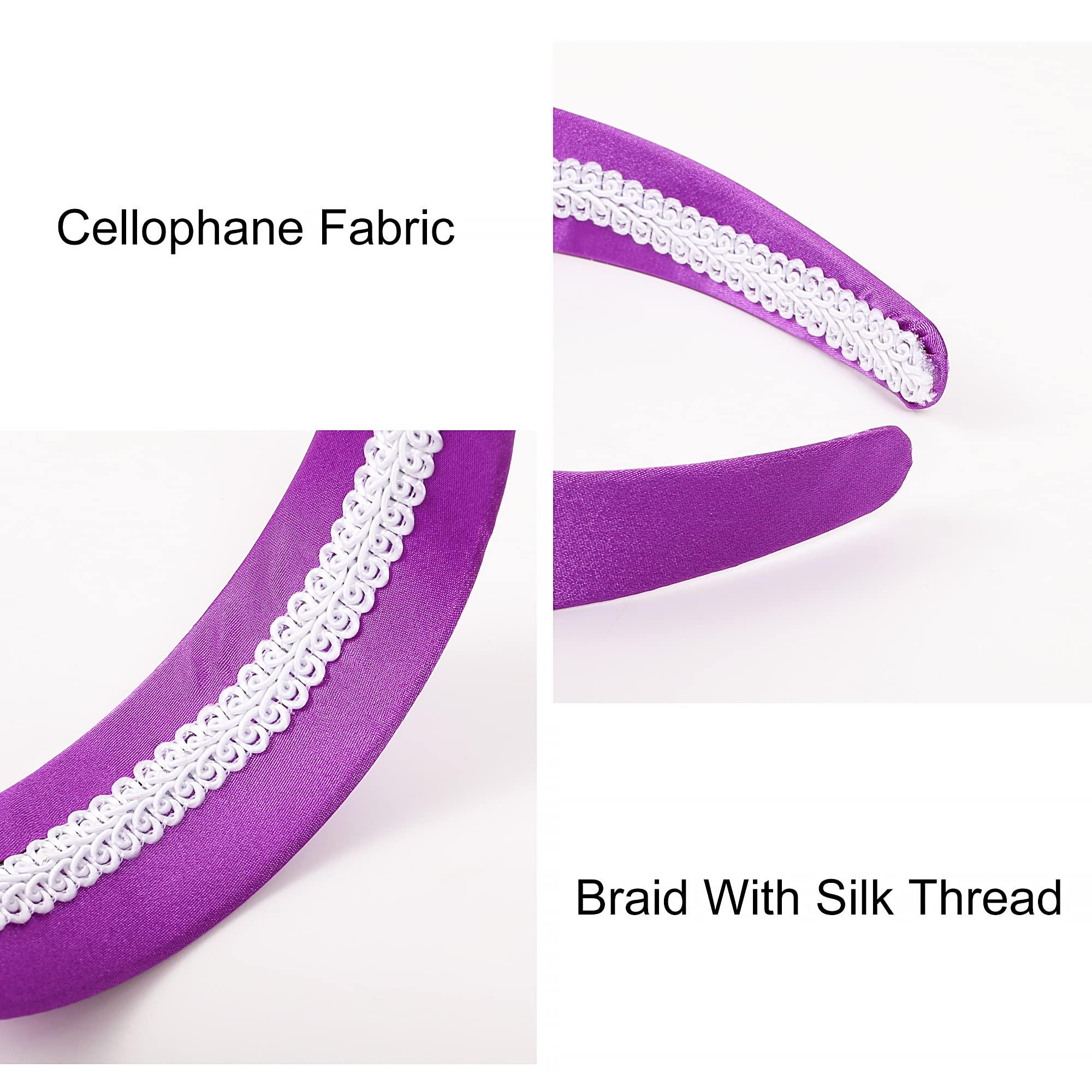 Ivyu Purple Headband for Women Wide Thick Headbands Purple Headband Daphne Halloween Satin Headbands for Adults Girls 60s 70s Headband Hard Head Bands