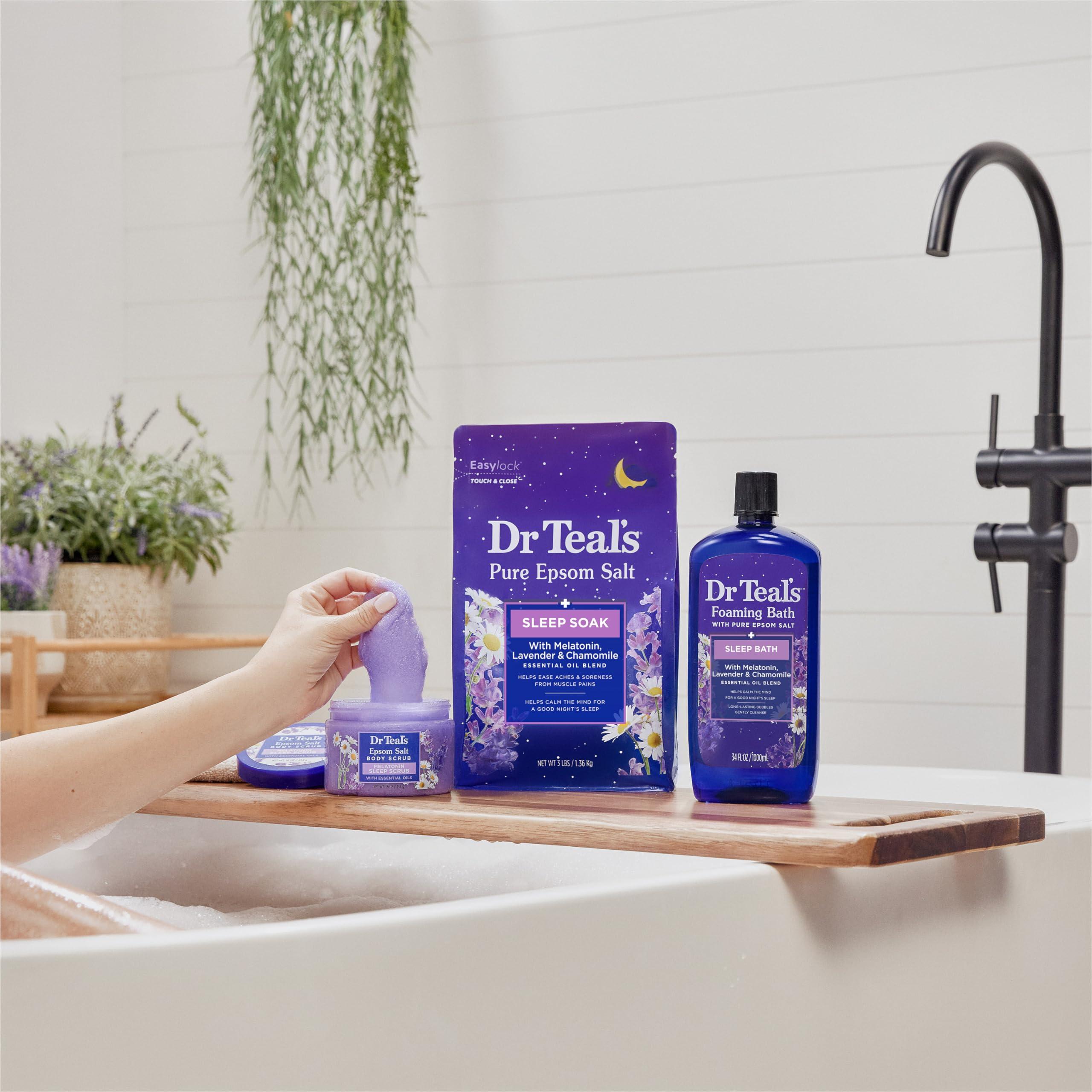 Dr Teal's Dr Teal's Foaming Bath with Pure Epsom Salt, Sleep Blend with Melatonin, Lavender & Chamomile Essential Oils, 34 fl oz (Pack of 2)