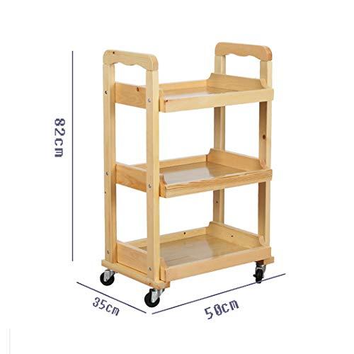 SYTH Beauty Salon Trolley 3-Tier Wood Rolling Utility Storage Cart with Handle,Suitable for Beauty Shop, spa, Barber Shop, Home