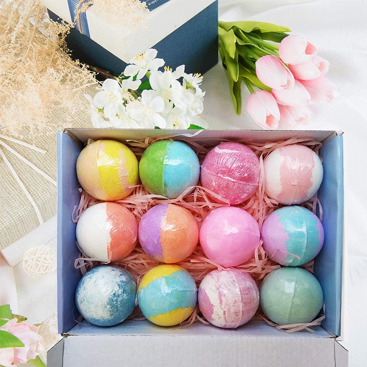 SAMDIA 3.5 oz XL Bath Bombs for Kids with Puppy Toys Inside Kids Bath Bombs Organic Bubble Bath Fizzies Colorful Bomb 12 Pcs Set Birthday/Christmas Surprise Gift for Girls & Boys