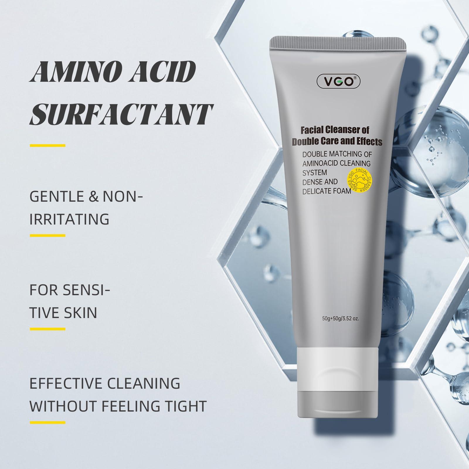 VGO VGO Facial Cleanser, Daily Face Wash of Double Care and Effects, Cleansing Mud Mask & Amino Acid Cleansing All in One Gentle Face Cleanser, 3.52 Oz