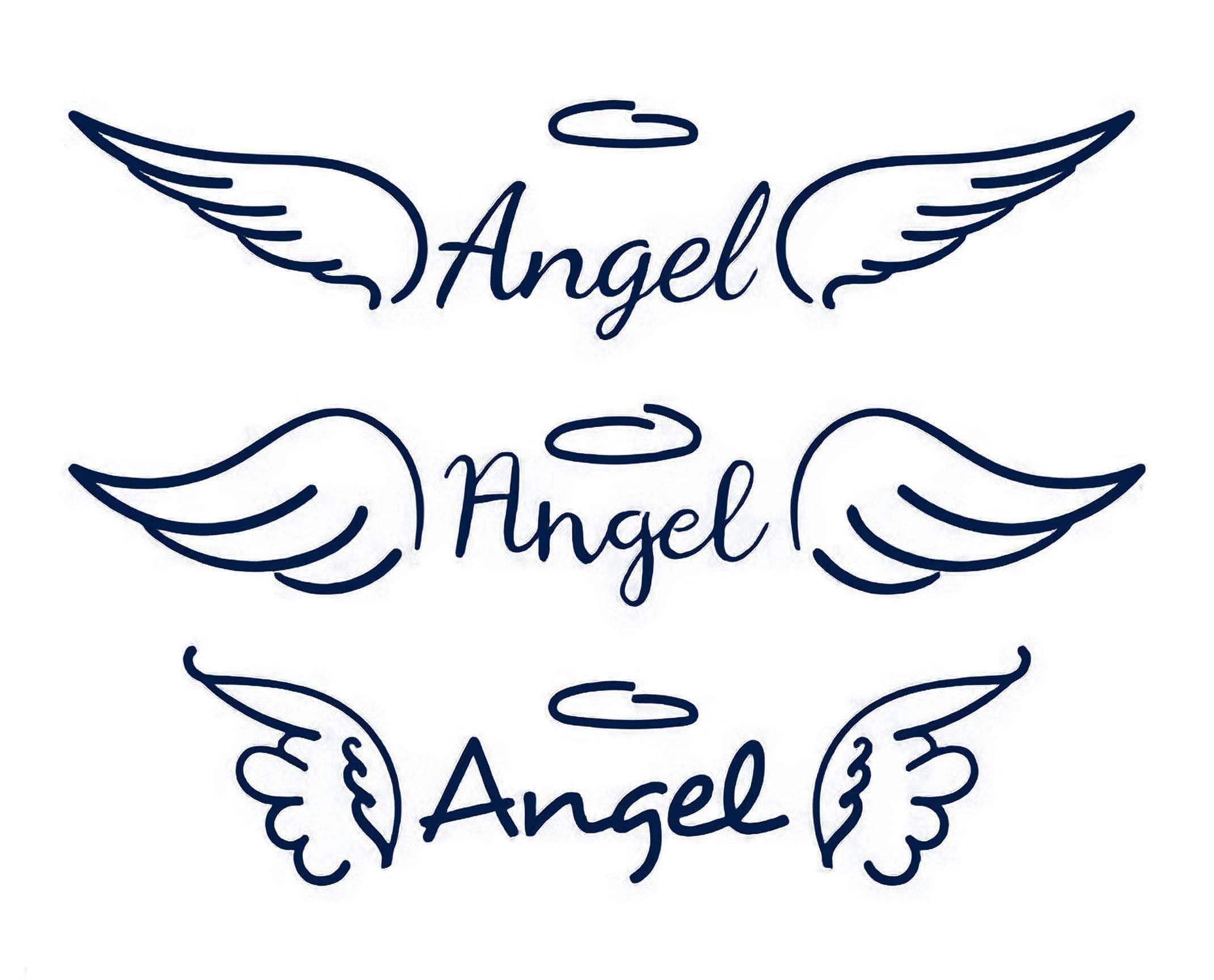 Juicetattoo Juicetattoo Juice Temporary Tattoo Ink Semi Permanent for Adults Woman Angels Wing with Halo Feather Angel Sketch Feathe Navy Blue that Look Real Men Women Chest Neck Arm (4 Sheets)