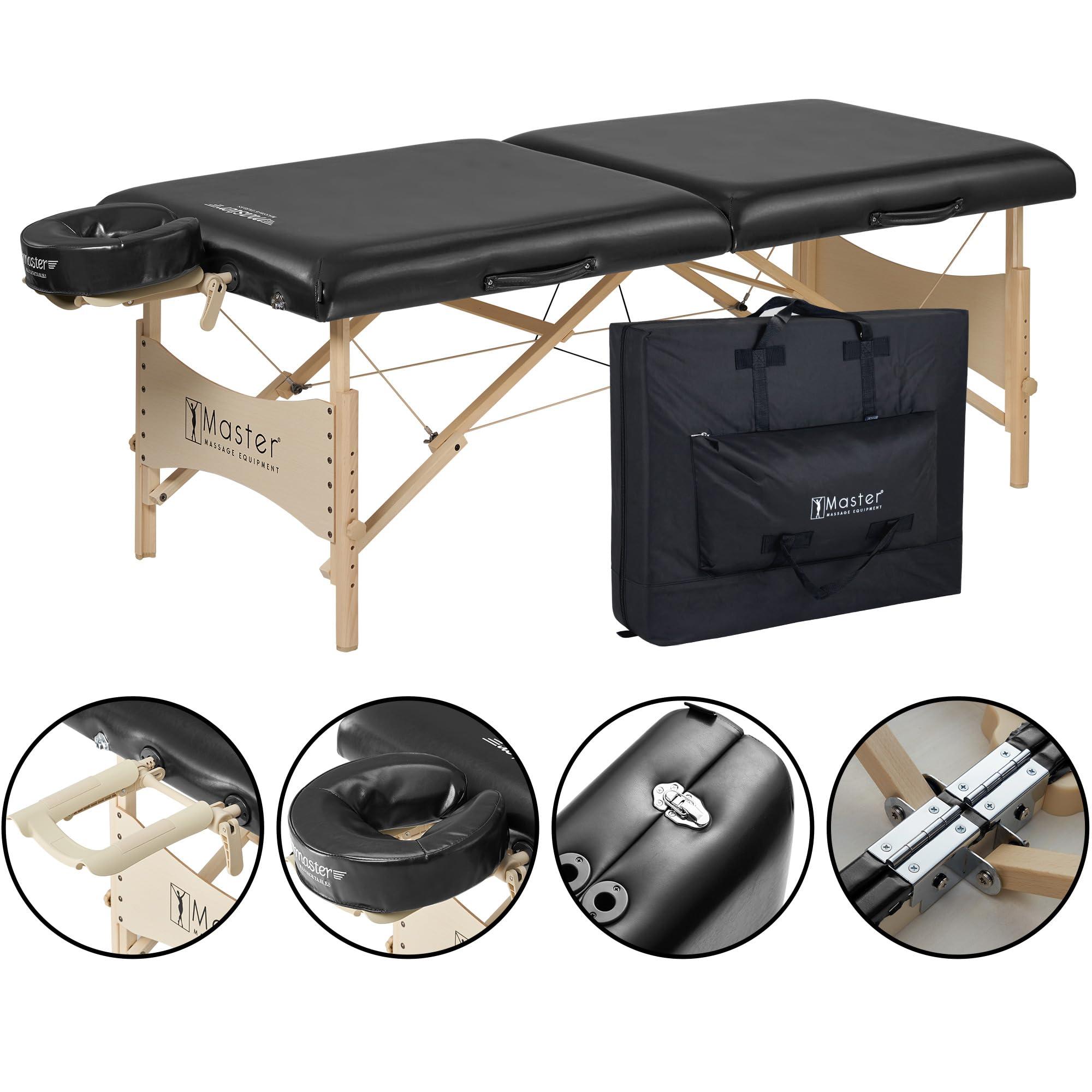 Master Massage Master Massage 30" Balboa Massage Table Beauty Bed Package with Extra Music Master Universal/Cresenct Sound Face Cradle Cushion - Black