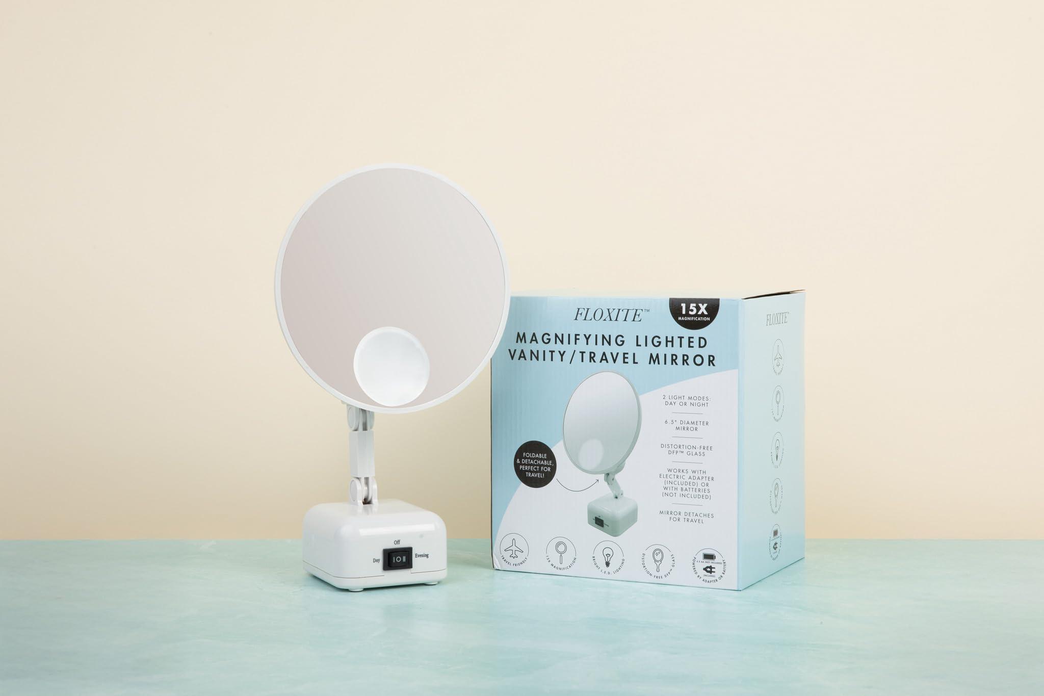 Floxite Floxite 15X Supervision Magnifying Mirror Light, Dove White