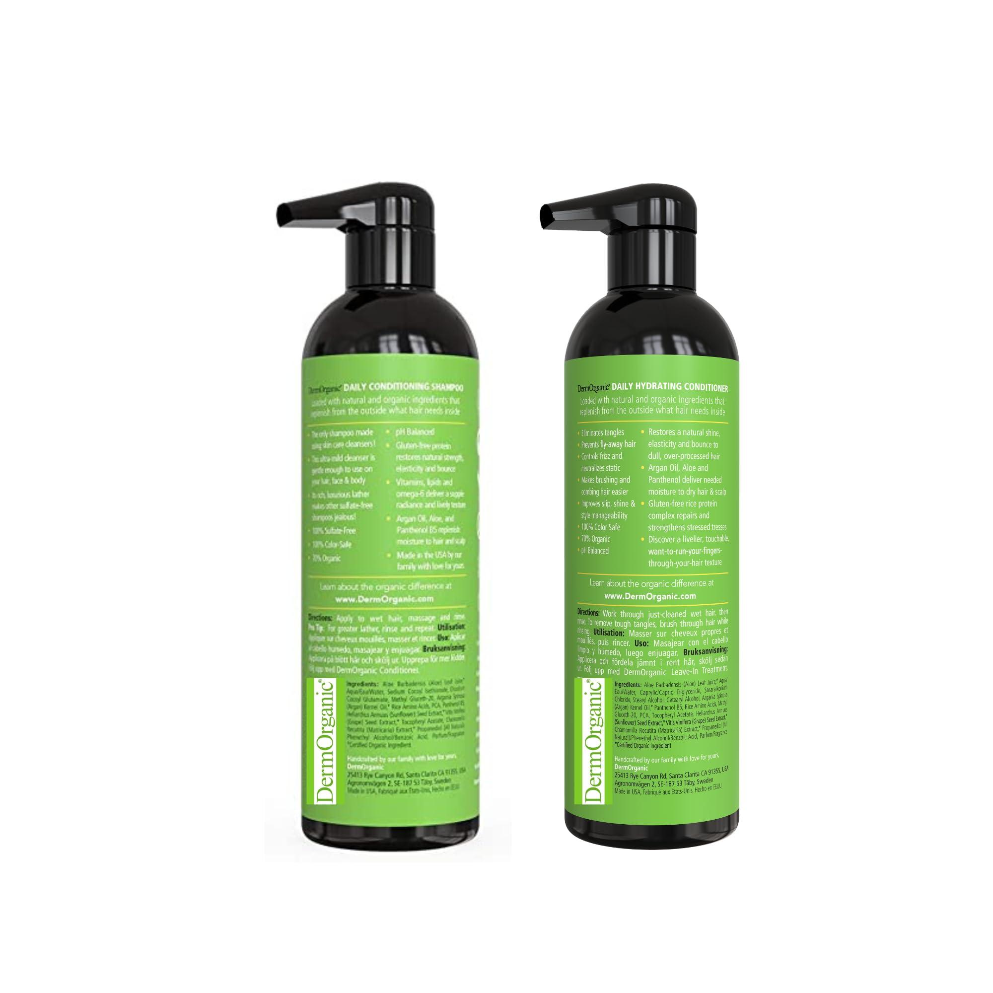 DermOrganic DermOrganic Argan Oil Daily Hydrating Shampoo plus Conditioner Sulfate-Free & Color Safe, 16.9 oz