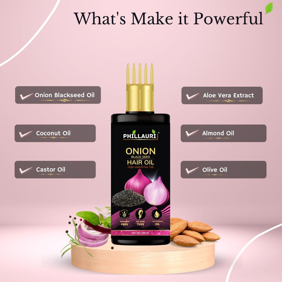 Phillauri Phillauri Black Seed Onion Hair Oil - WITH COMB APPLICATOR for Hair 100 ML