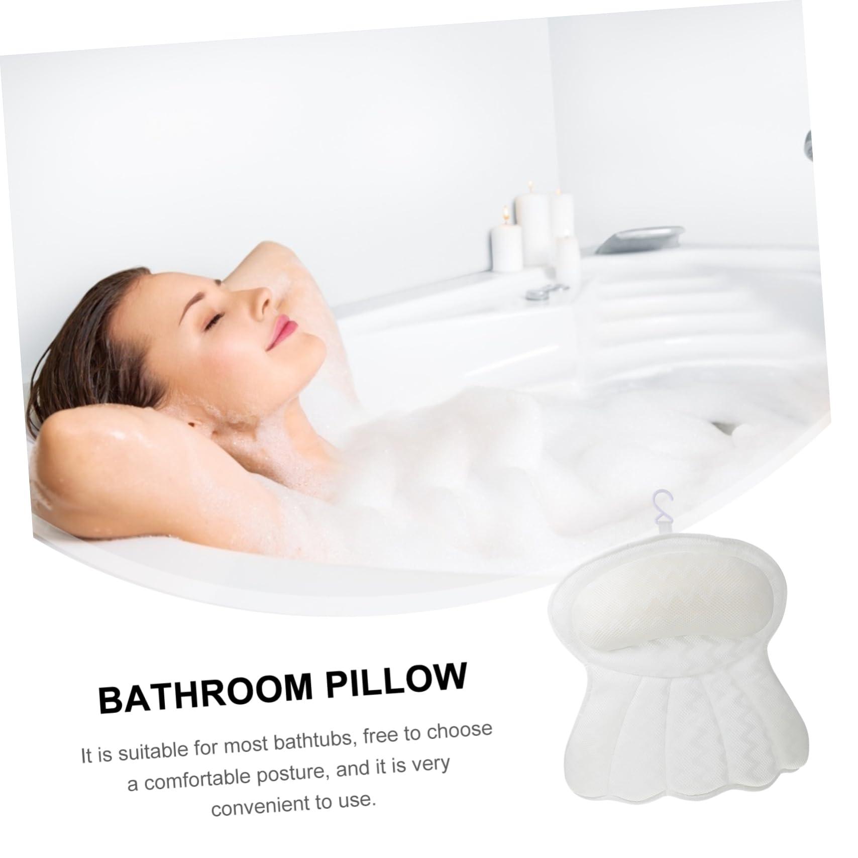 Healeved Healeved 1pc 3D Bathtub Pillow Bath Spa Bath Headrest Pillow Shower Neck Pillows Bath Head Cushion Relaxing Spa Suction Bathtub Pillow Fishtail 100% Polyester Fiber Bath Products White, 40X36CM
