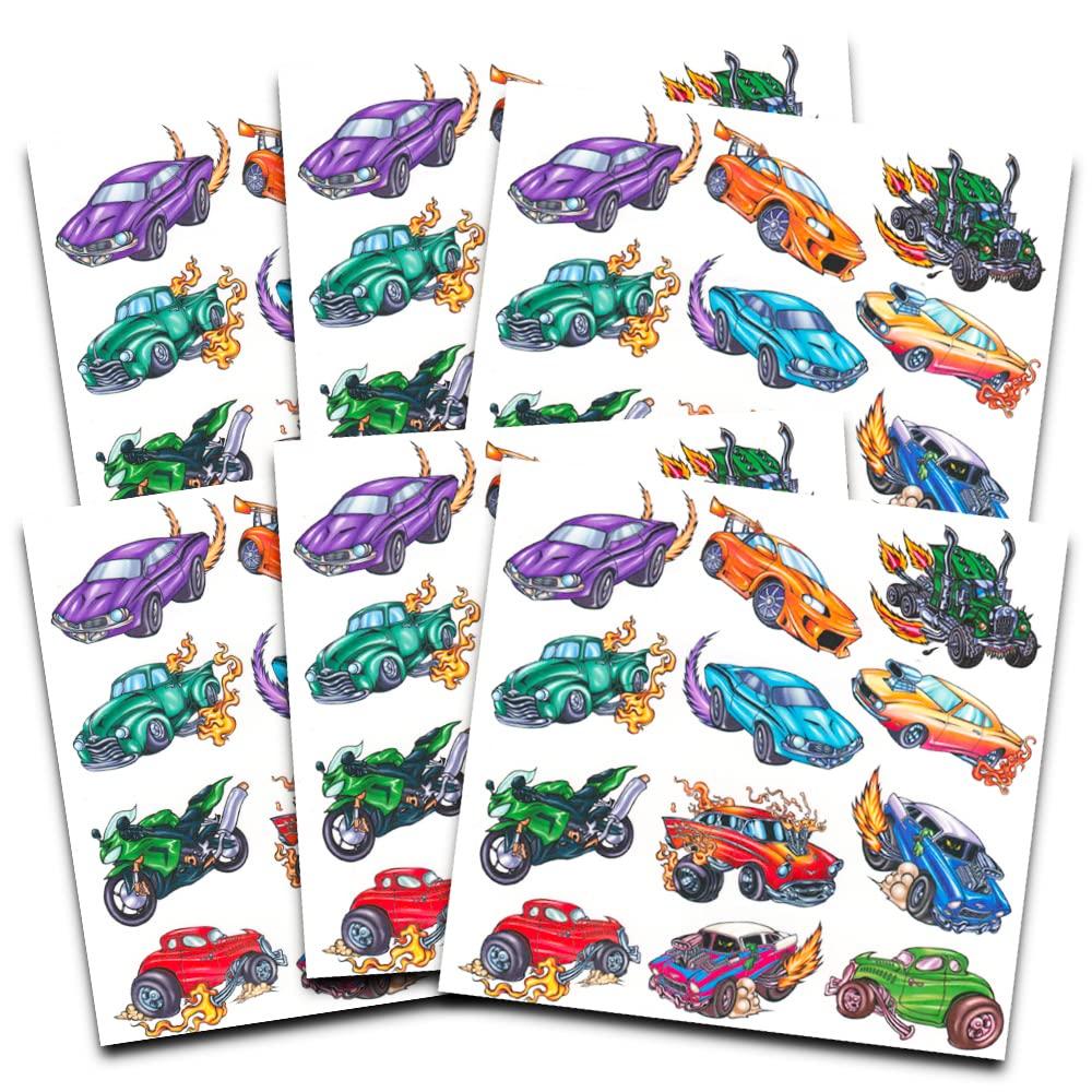 Savvi Race Car Tattoos ~ 50 Car Temporary Tattoos Bundle With Racecars, Motorcycles, Trucks, and More