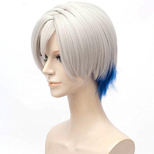 GOOACTION GOOACTION 11.8''/30CM Silver White and Blue Cosplay Short Wigs Wade Watts/Parzival's Wig Wavy Men's Wig Synthetic Hair Costume Wig