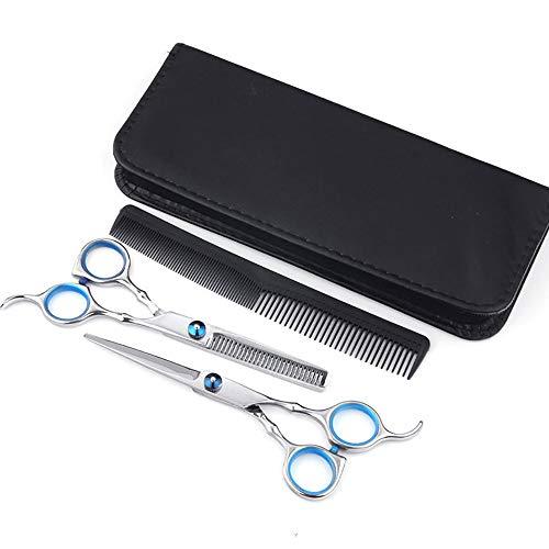 Unknown NA Shears Hair Professional Set with Razor, Hair Thinning Scissors, Leather Case,Stainless Steel with Detachable Finger Ring