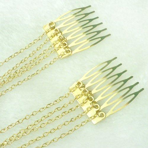Broadfashion New Ladies Metal Chain Fringe Long Tassel Hair Comb Cuff Head Women's Hairband (Golden) by Broadfashion