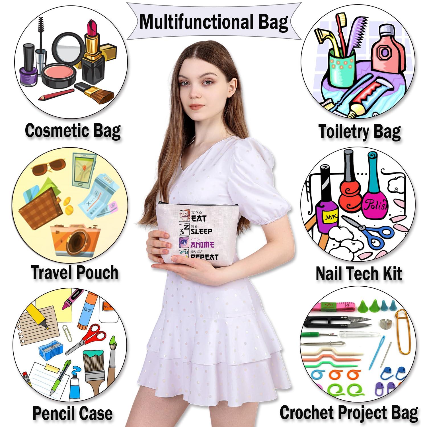 BDPWSS BDPWSS Anime Lover Gift Eat Sleep Anime Repeat Makeup Bag for Japanese Manga Fans Gift