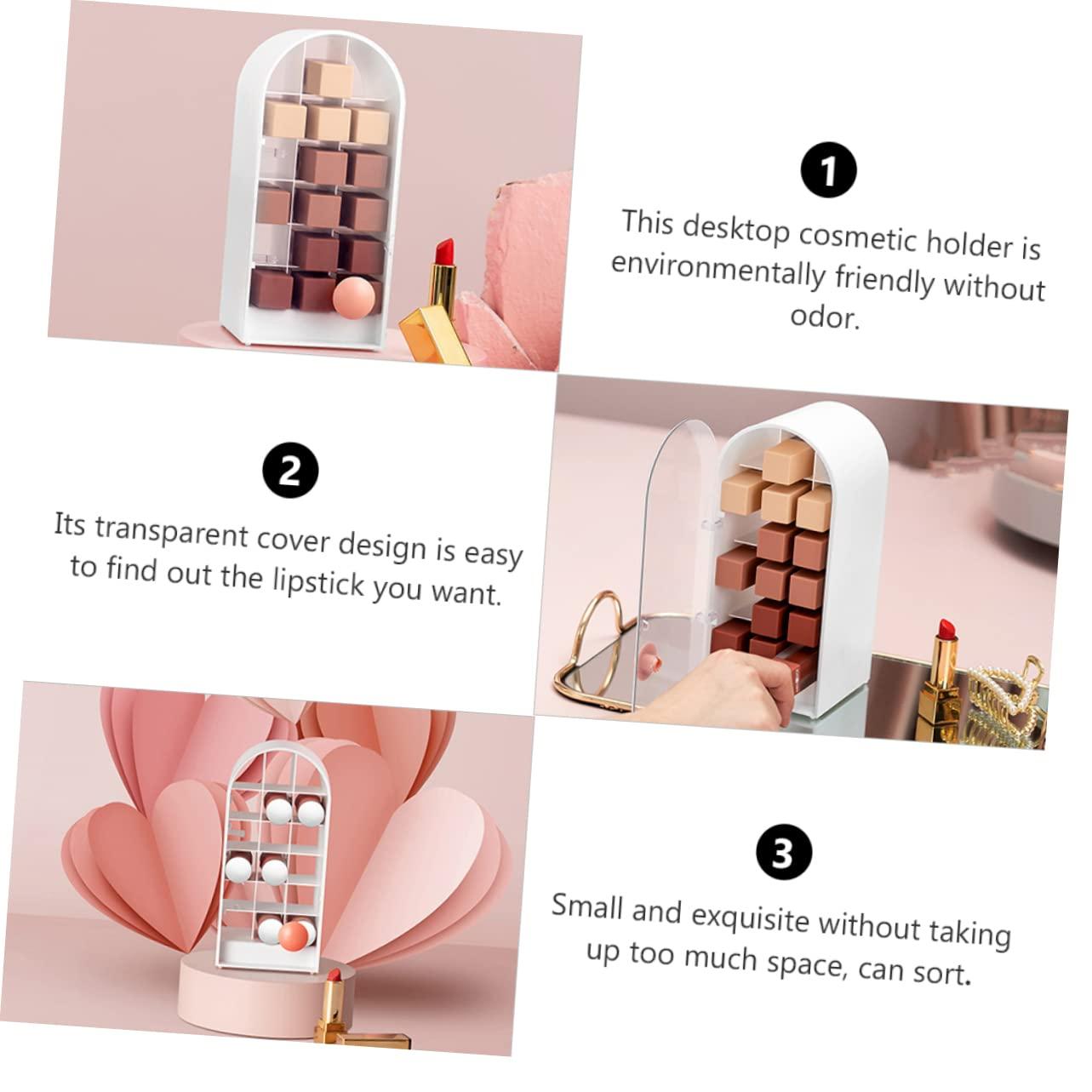 Baluue Baluue 1pc Lipstick Storage Box Lip Gloss Stand Desktop Cosmetic Makeup Display Rack Cosmetic Display Cases Clear Cosmetic Makeup Organizer Lipstick Holders and Organizers White Abs