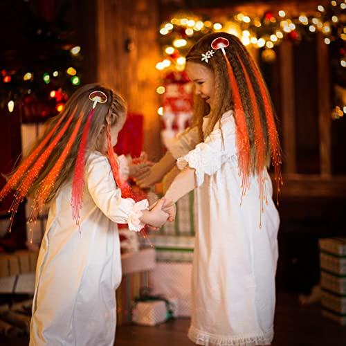 YOFOBU 30 Pack Red LED Lights Hair Light-Up Fiber Optic LED Hair Barrettes Extensions Light Flashing Fiber Optic Hair Braid Barrettes Hair Clips for 4th of July Party Favors Festival Party Bar Concert