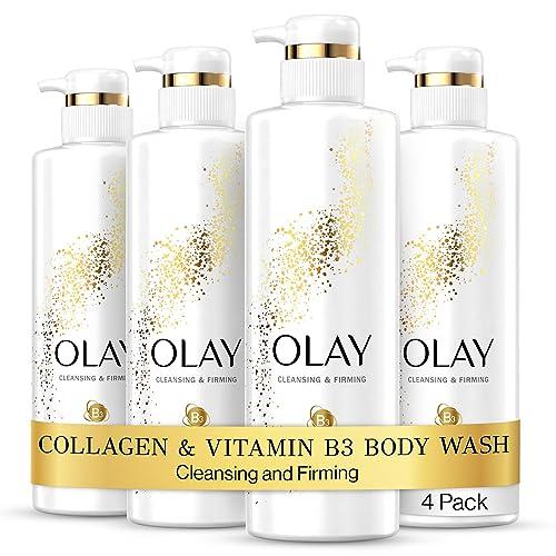 Olay Olay Body Wash Cleansing & Firming for Women with Collagen and Vitamin B3, 20 fl oz (Pack of 4)