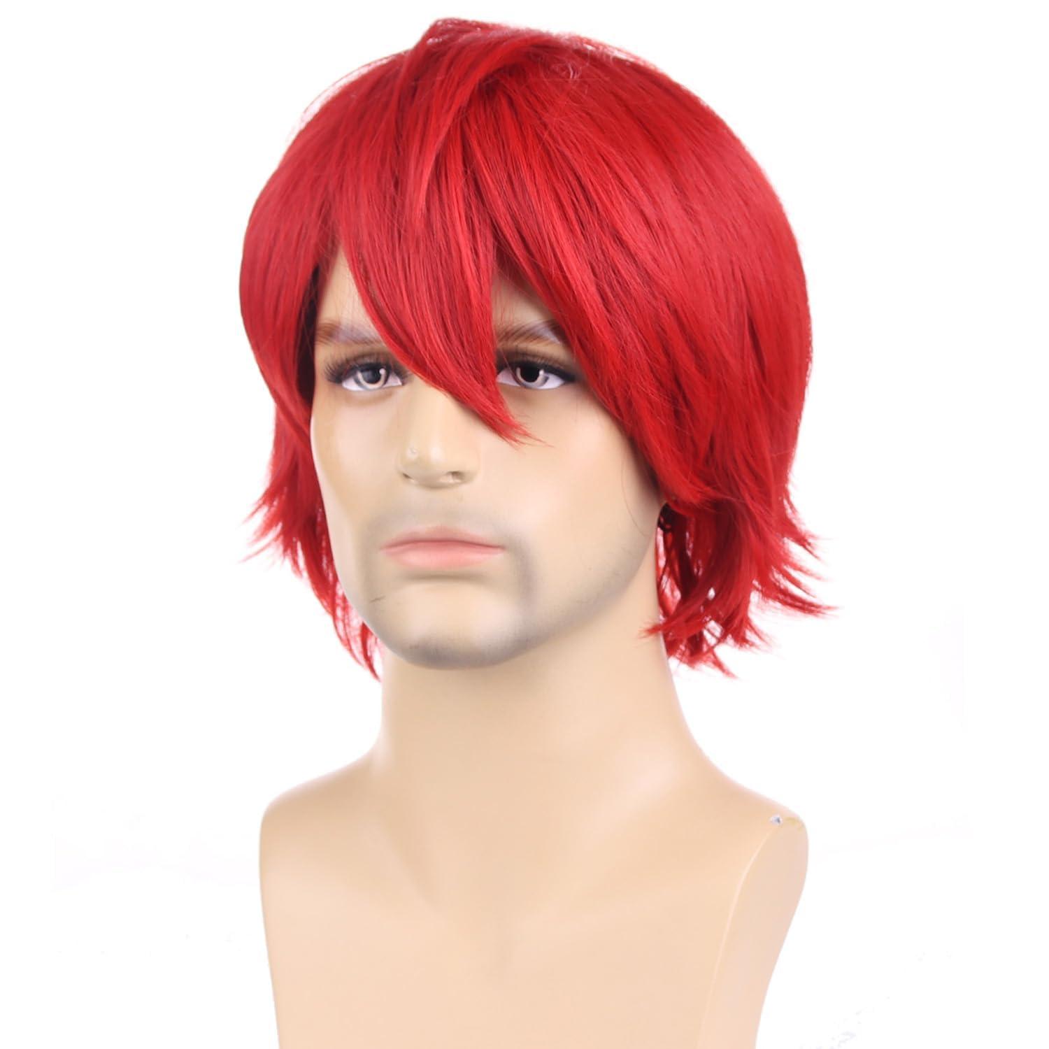 RightOn RightOn 12 Inches Red Wig Short Red Costume Wig Red Wigs for Man and Woman Cosplay Party