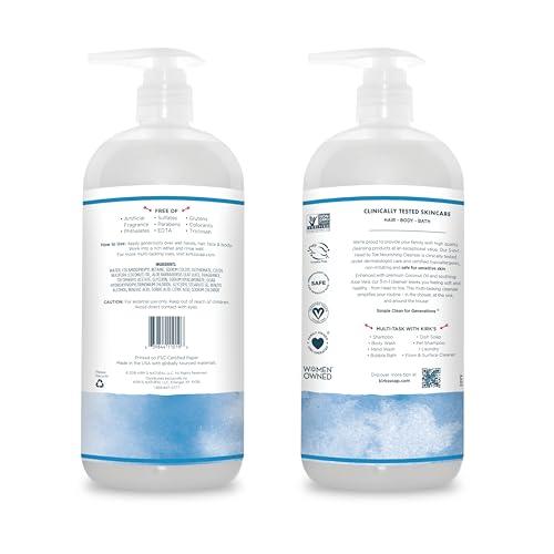 Kirk's Kirk\'s 3-in-1 Head to Toe Nourishing Liquid Cleanser- for Men, Women & Children - Premium Coconut Oil & Aloe Vera- Non GMO & Vegan -Original Fresh Scent - 32 Fl Oz