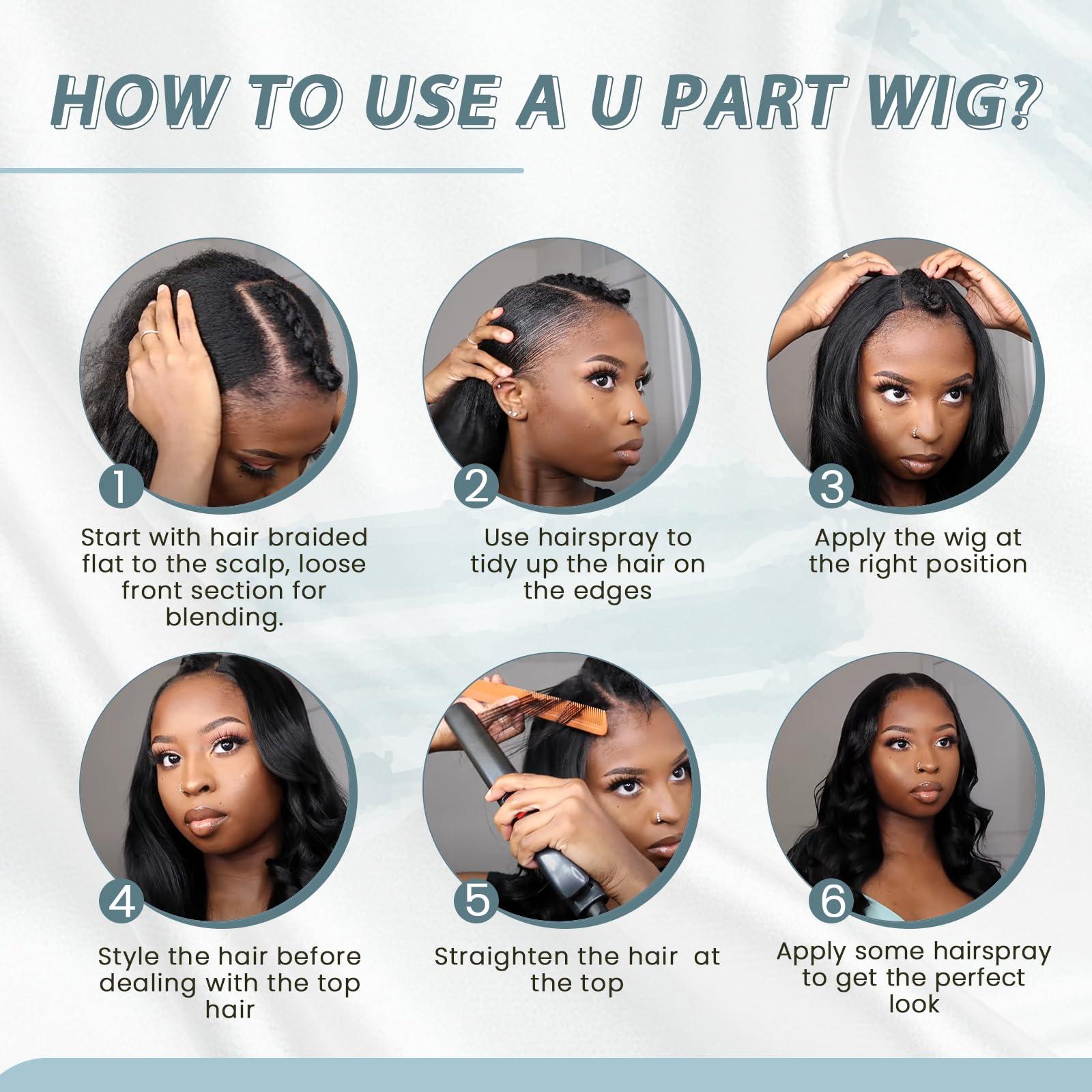 RUNATURE RUNATURE Glueless U Part Wig 14 Inch U Part Human Hair Wig Dark Ash Blonde with Light Blonde U Wigs 150% Density Upgrade U Shape Hair Wig with Middle Cap Thick Remy Hair