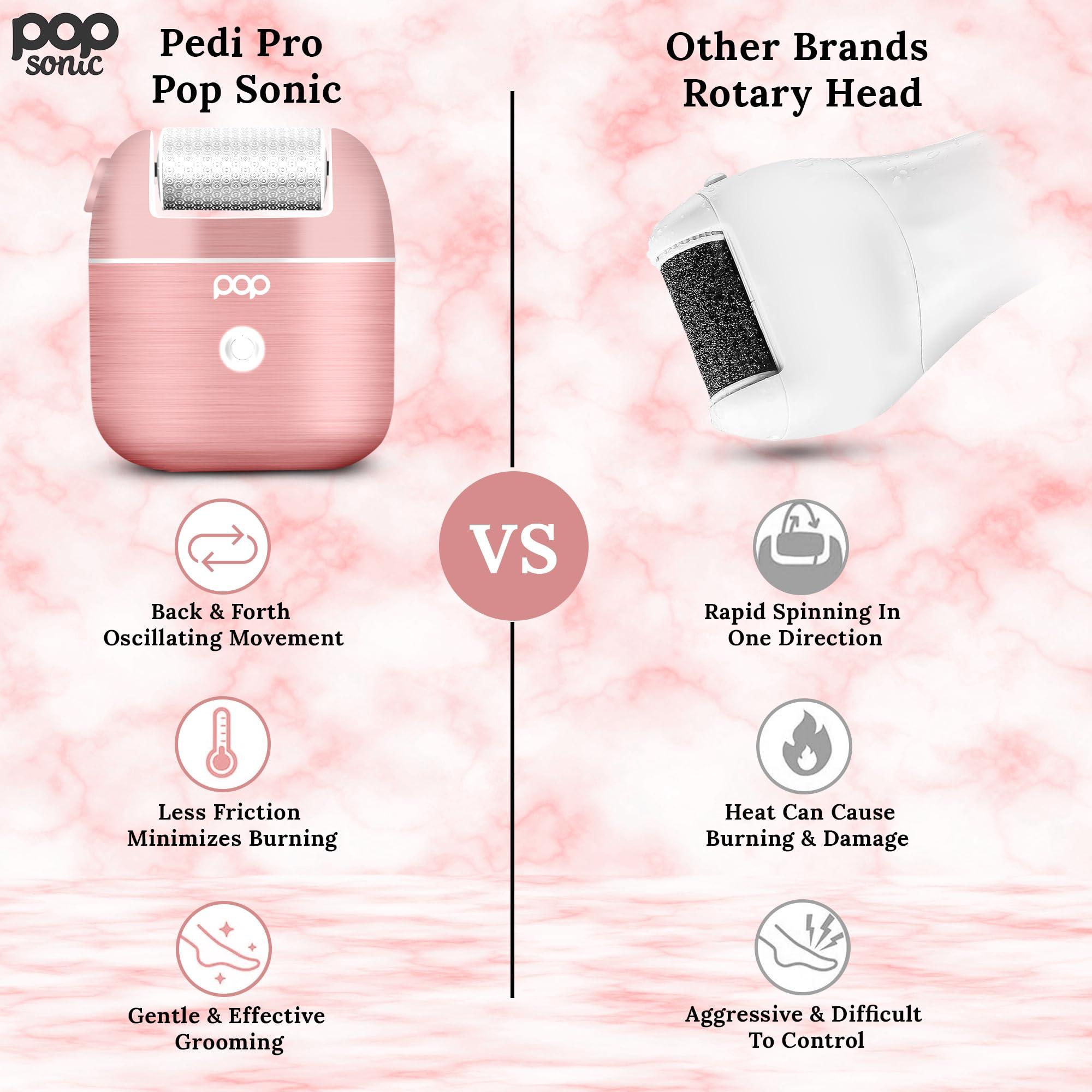 Pop Sonic Pedi Pro Electric Foot File - Electric Callus Remover for Feet - Pedi Spa Foot Exfoliator Tool for Men/Women (Rose Gold)