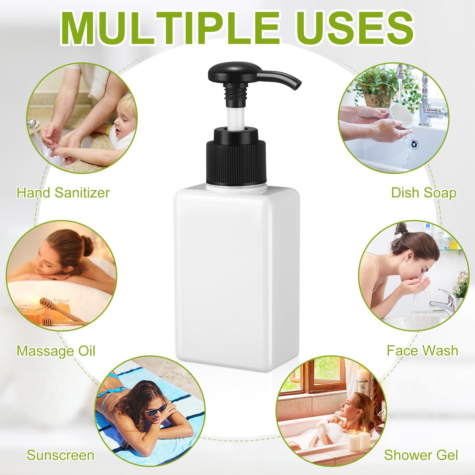 Domensi Domensi 12 Pcs 100ml /3.4 oz Pump Bottle Mini Travel Bottles Small Dispenser Bottles Plastic Pump Lotion Dispenser Empty Bottle Square Dispenser Travel Size Containers Toiletries (White)