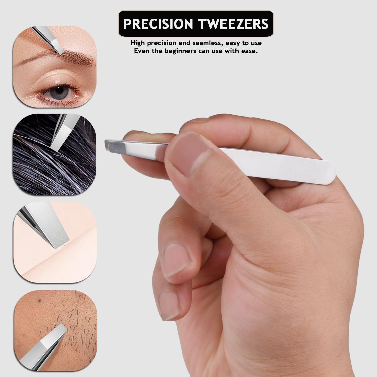 HANTEKAS HANTEKAS Travel Manicure Set Professional Nail Clipper Kit-5 Pieces Stainless Steel Manicure Kit, Women Men Grooming kit With Nail Care Tools Beauty Scissors Tweezers (Silver Green)