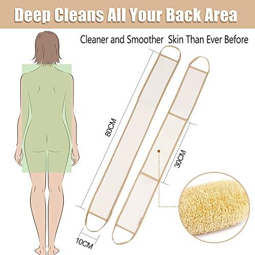 Lumos Living Lumos Living Premium Large Natural Loofah Exfoliating Shower Set, Loofah Exfoliating Back Scrubber and a Loofah Sponge Pad
