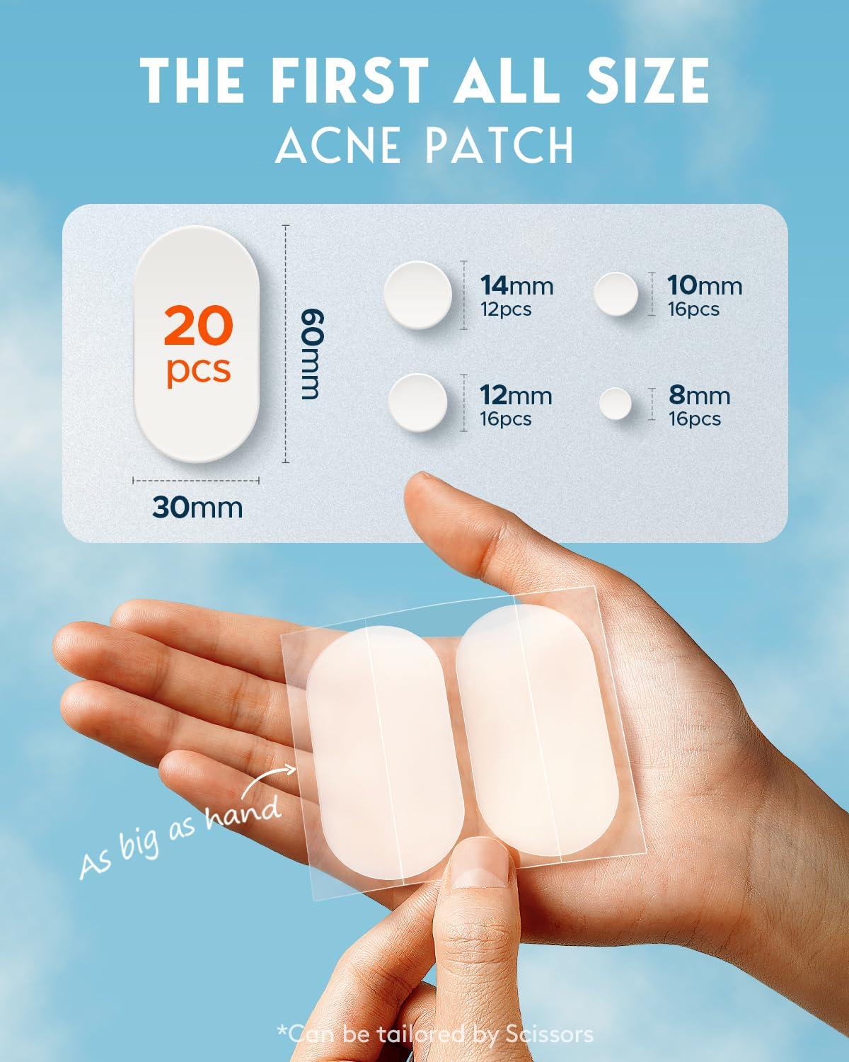 LitBear LitBear Large Acne Pimple Patches 5 Sizes 80 Patches and Acne Patch Bulk 480 Patches 3 Size