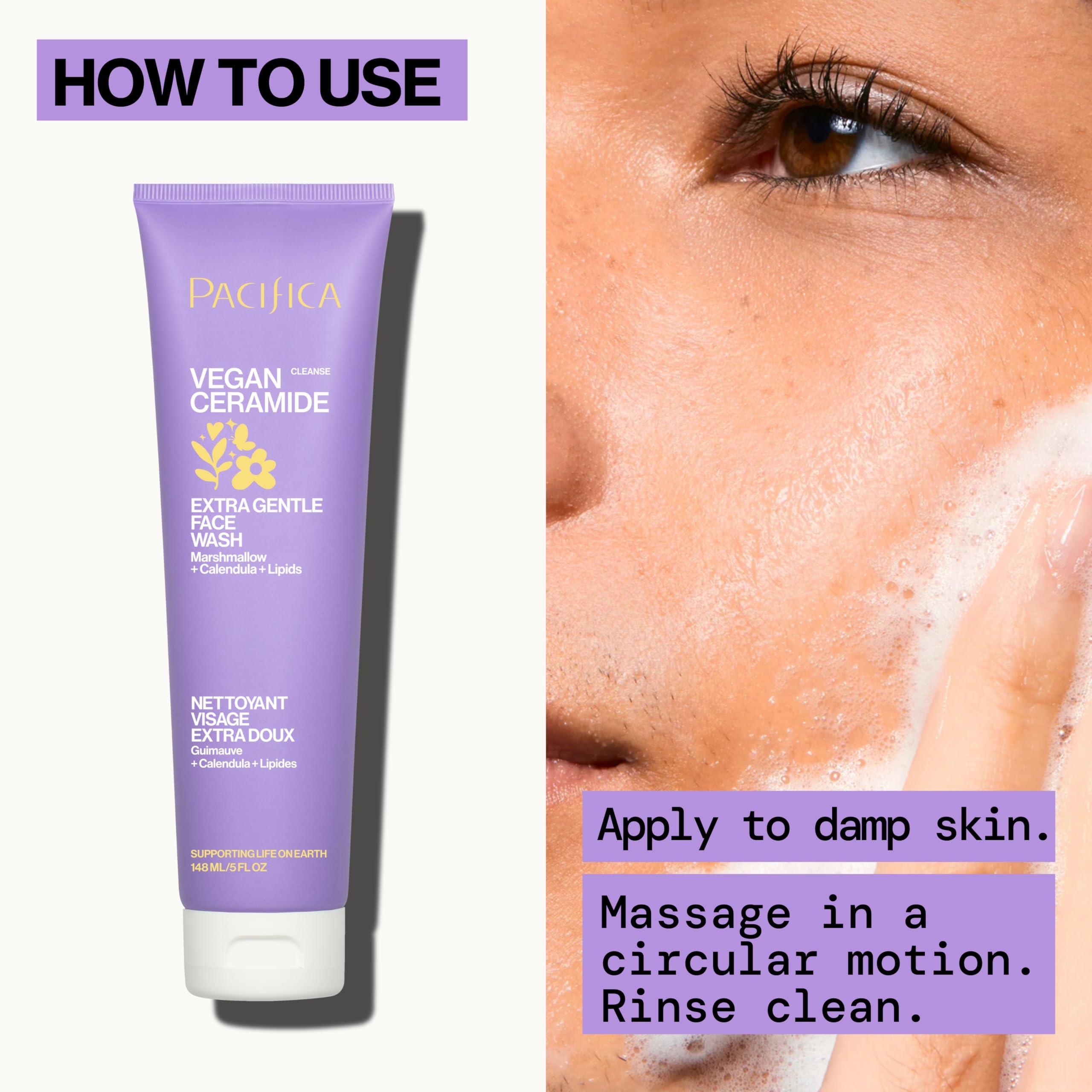 Pacifica Pacifica Face Wash for Sensitive Skin Facial Cleanser Vegan Ceramide Barrier Repair Extra Gentle for Daily Fragrance Free for Sensitive Skin, Clean Beauty, Vegan & Cruelty-Free Dermatologist Tested