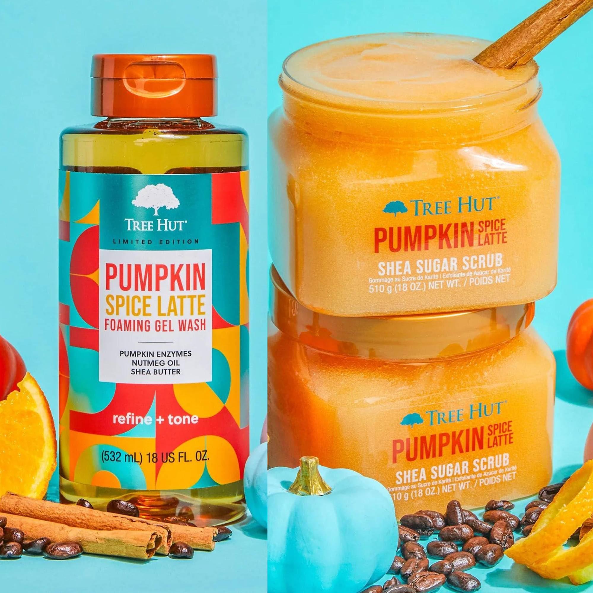 Beauty Patooty Beauty Patooty Pumpkin Spice Latte Shea Sugar Scrub And Foaming Gel Body Wash Bundled With Beauty Patooty Self-Care Kit - Makeup Bag, Lip Balm, And Sleep Mask