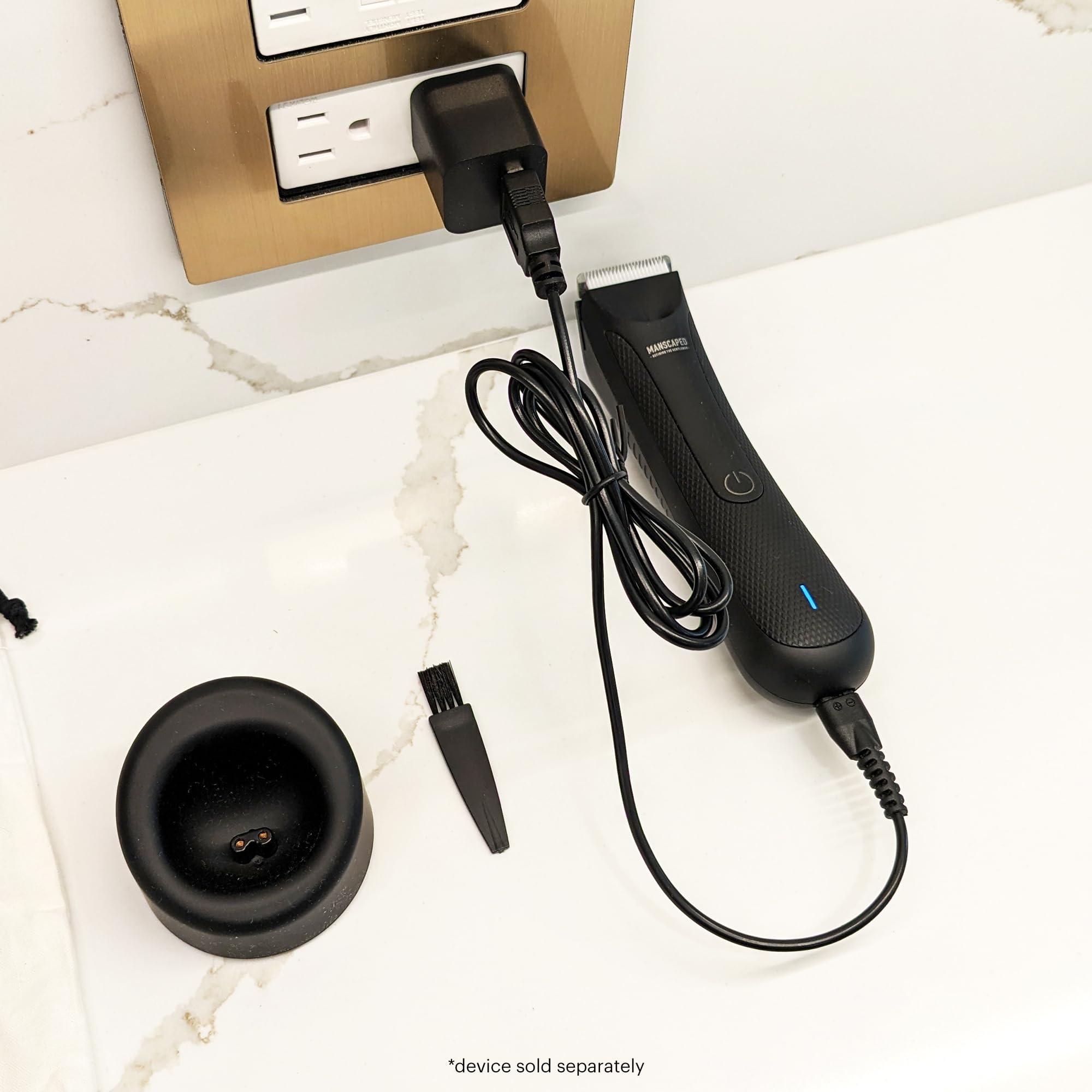 MANSCAPED MANSCAPED The Lawn Mower 3.0 Replacement Charger & Accessory Kit, USB Charging Dock, USB Cable, AC Adapter, Cleaning Brush for Men\'s Groin & Body Hair Trimmer