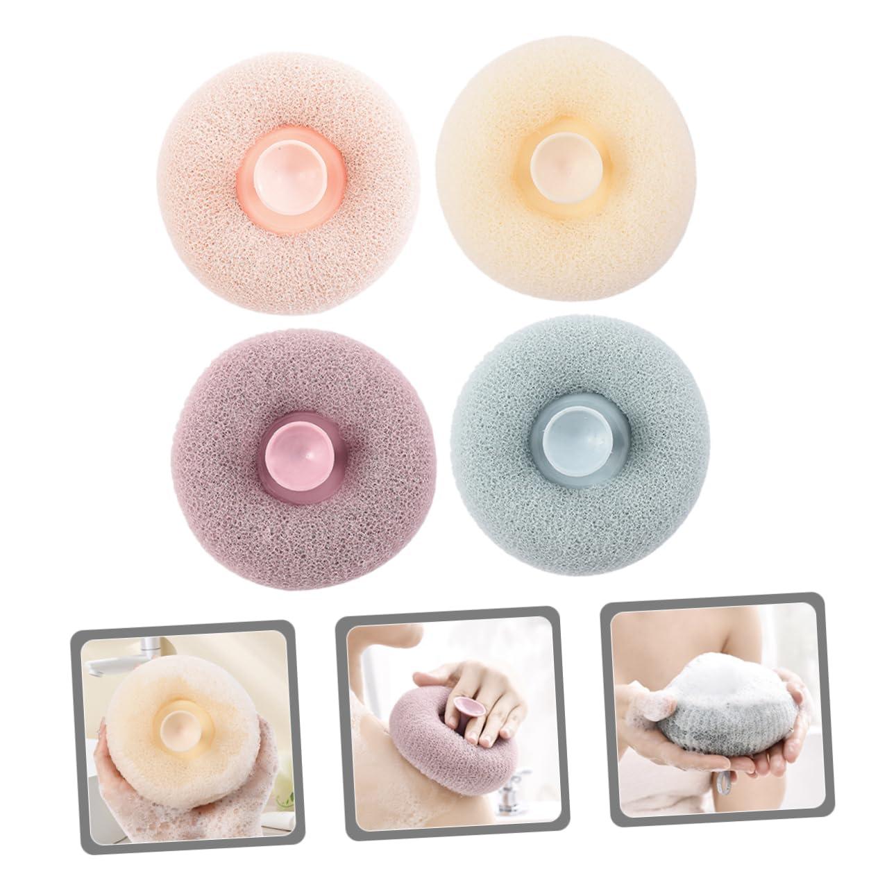 Baluue Baluue 4pcs Bathing Ball Scrubber Set Rich Foaming Loofahs for Shower Portable Bath Skin Scrubber Blood Tooth Impatiens Light Colors