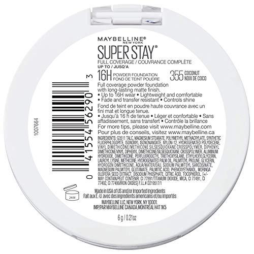 Maybelline New York Maybelline Super Stay Full Coverage Powder Foundation Makeup, Up to 16 Hour Wear, Soft, Creamy Matte Foundation, Coconut, 1 Count