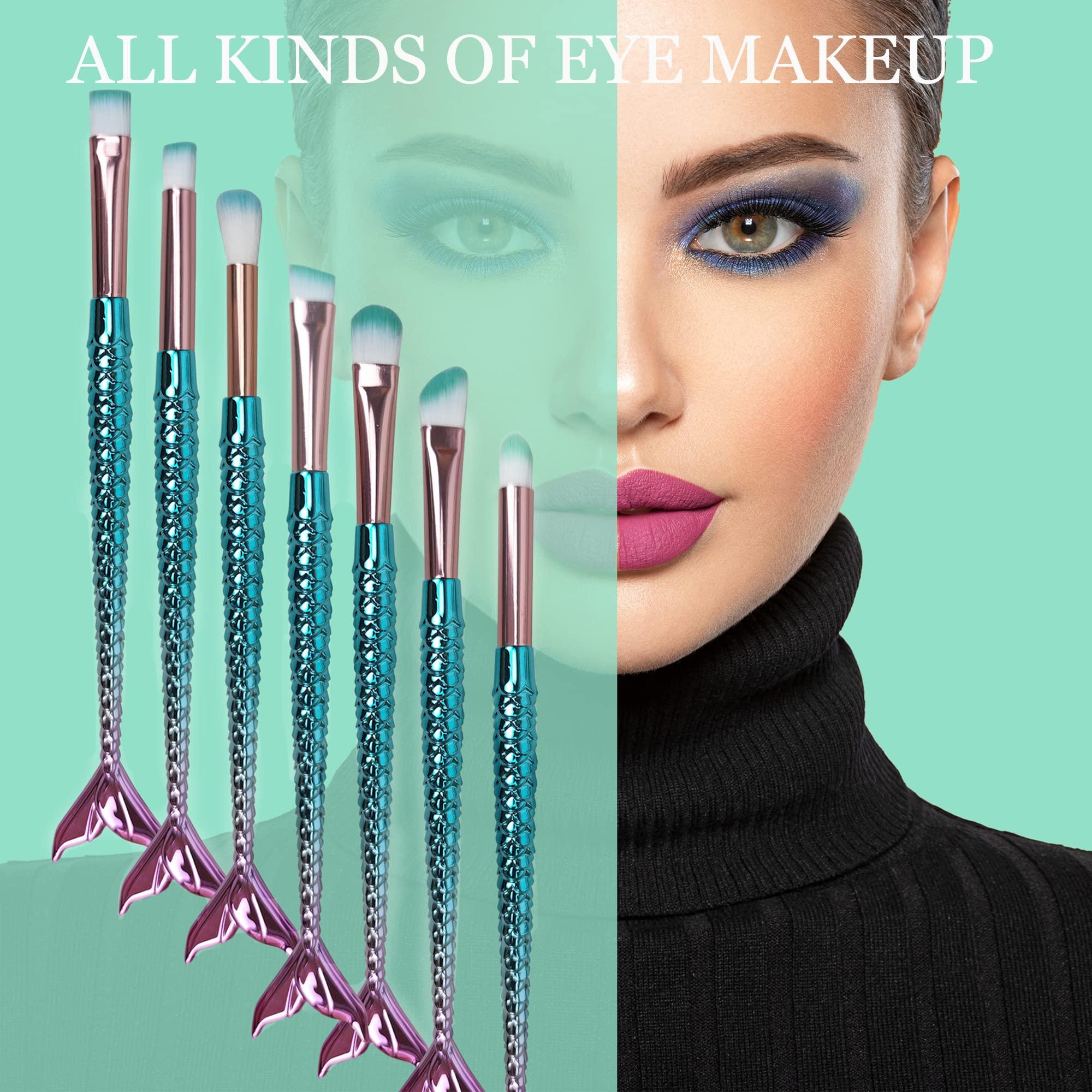 NIZIYI Mermaid Makeup Brushes Sets, Mermaid Makeup Cosmetic Brush Set Soft Nylon Bristles Beauty Brushes Kit Foundation Powder Cream Eyebrow Eyeliner Blush Cosmetic Concealer Brush with Bag