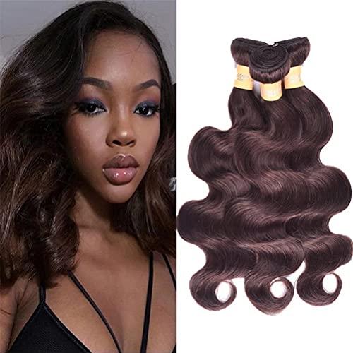 WOME WOME 8A Peruvian Virgin Hair Body Wave 3 Bundles Remy Human Hair Weaves 100% Unprocessed Peruvian Body Wave Hair Extensions Dark Brown Color (10 10 10,#2)