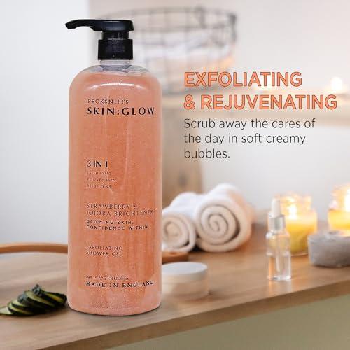 Pecksniff\'s Pecksniff\'s Strawberry and Jojoba Brightener Exfoliating Shower Gel | 1000 ml / 33.80 Fl Oz