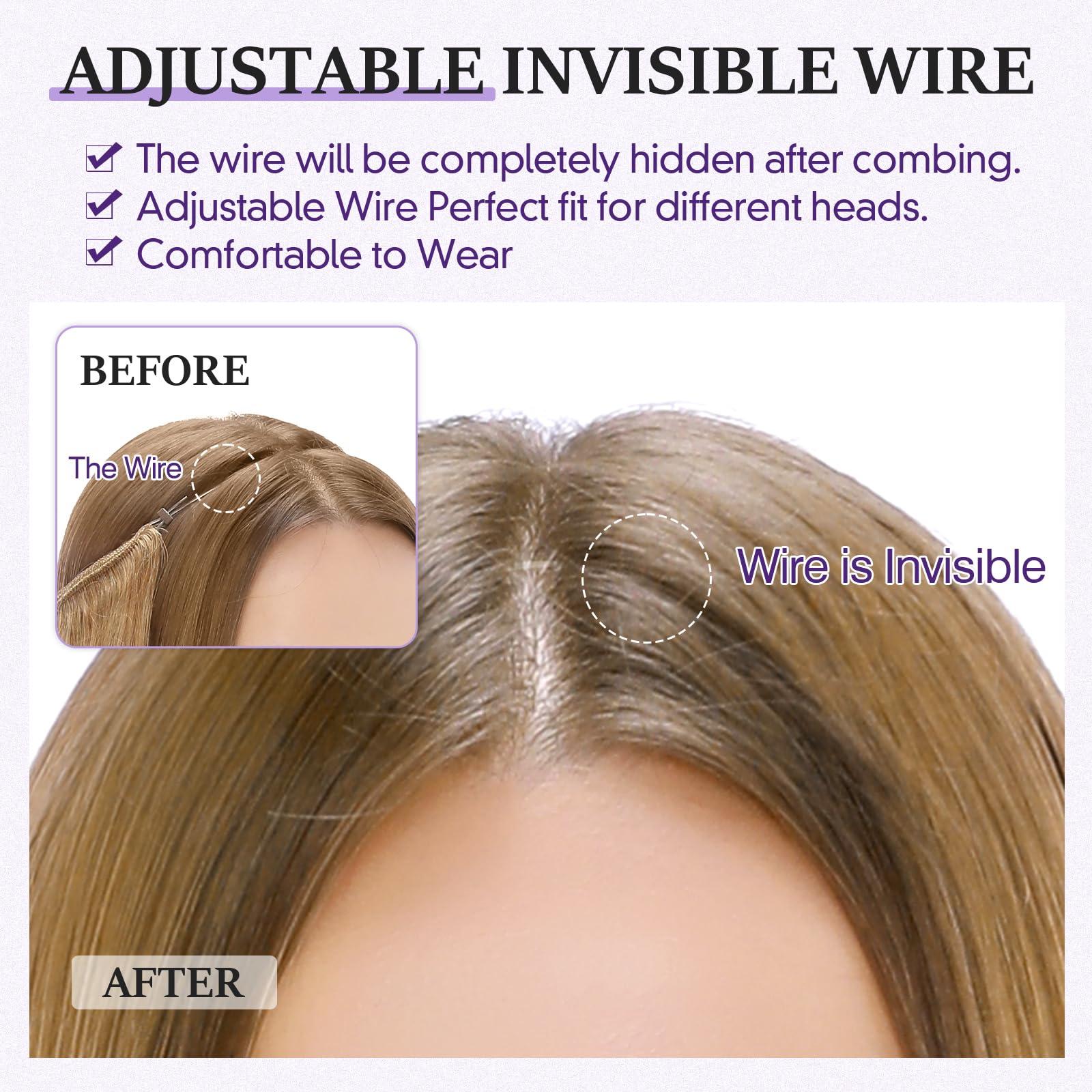 prokyvity Halo Hair Extensions Real Human Hair,Prokyvity 100% Human Hair Halo Extension,Halo Extensions Real Human Hair,Halo Hair Extension,Halo Hair 4P27 Medium Brown Mixed Dark Blonde 16inch