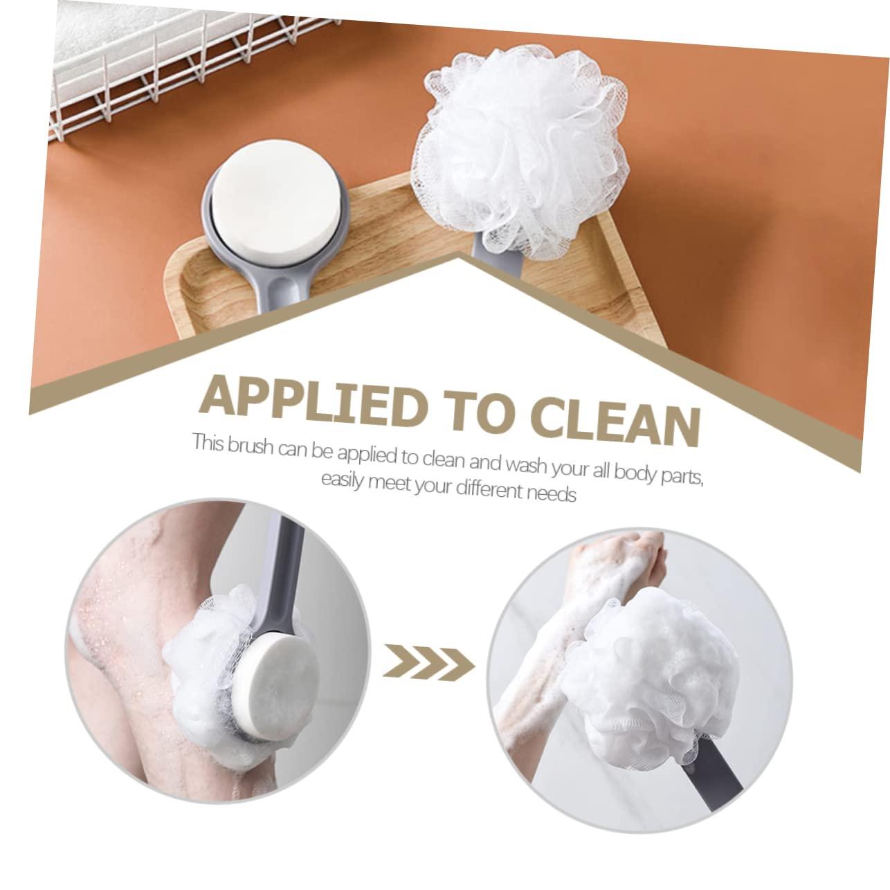 IWOWHERO IWOWHERO Long Handle Bath Brush Bath Sponges Shower Puff with Handle Bath Accessories Handle Body Brush Skin Body Brush Bathing Sponge Body Spa Brush Scrubber Shower Body Brush Pp Grey