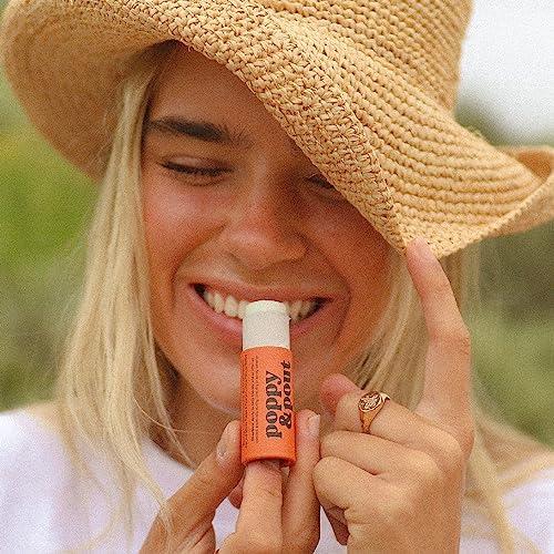 Poppy & Pout Poppy & Pout Orange Bloom Jumbo Lip Balm | All Natural Lip Balms & Moisturizers | Hydrates with Beeswax, Vitamin E, Organic Coconut Oil | Cruelty-Free | Lip Balm in Recyclable Cardboard Tube
