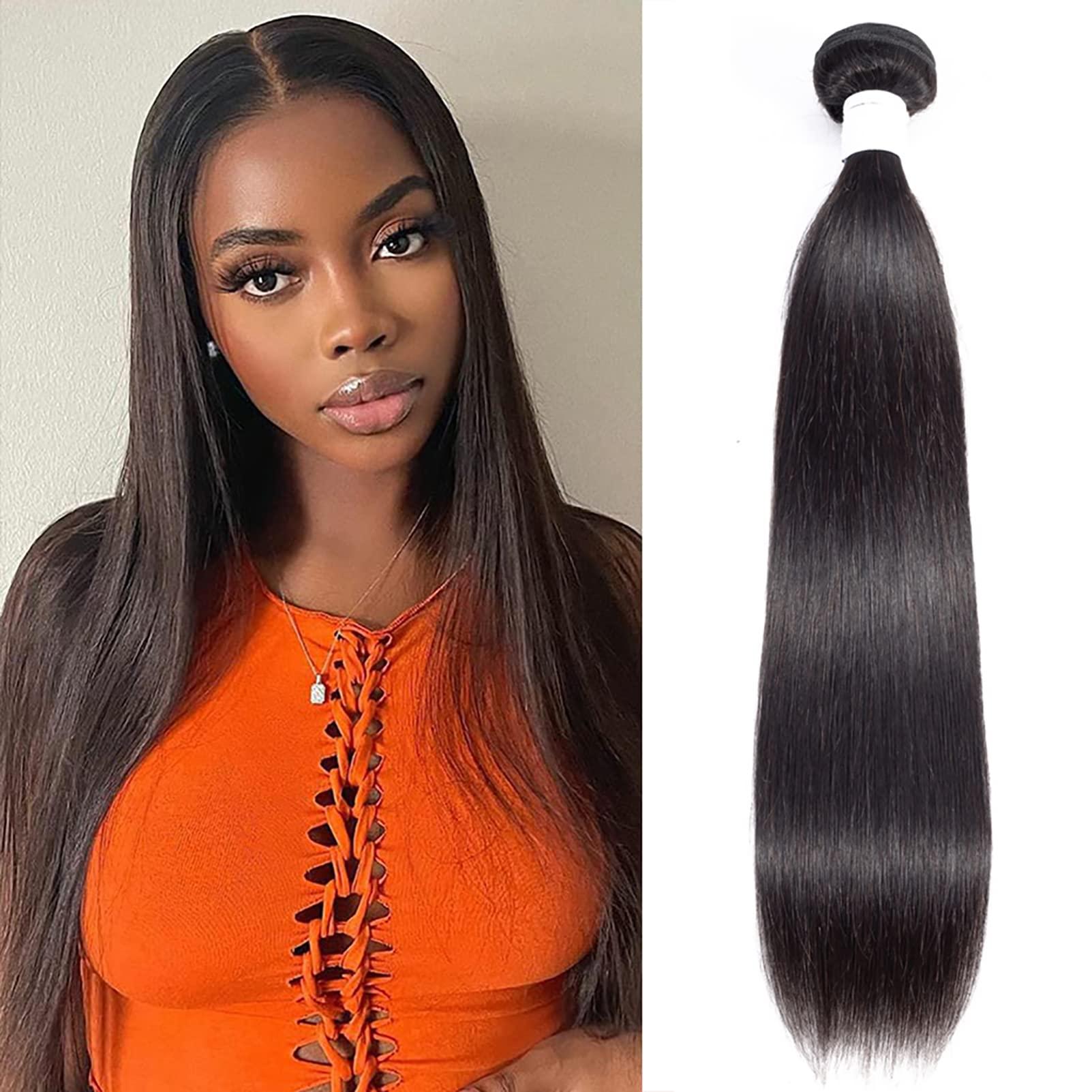 Wowqueen Beauty 10A Straight Single Bundles Human Hair 10 Inch Brazilian Straight Human Hair Bundles 100% Unprocessed Virgin Weave Bundles Human Hair 1 One Bundle Natural Black Color